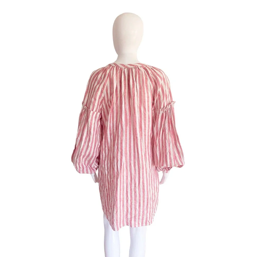 ❗️SOLD❗️MARCH 11 RED STRIPE LINEN TUNIC DRESS - Picture 4 of 5